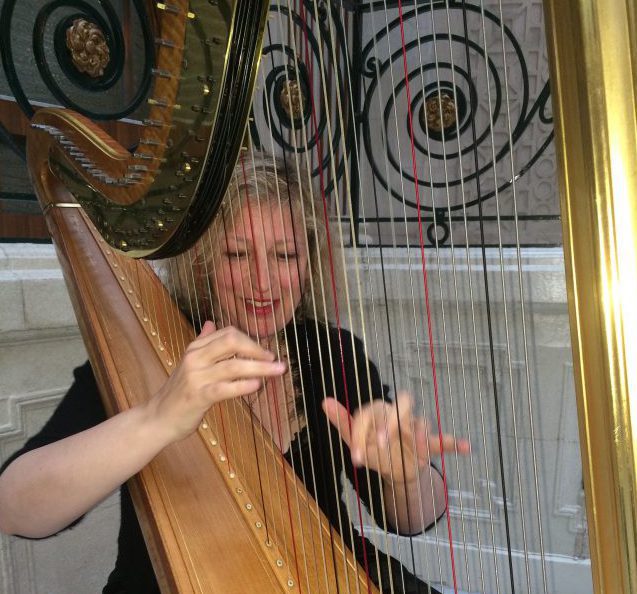 Fiona Thompson playing the harp