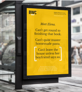 Powerful poster for Brighton Women's Centre that won a D&AD Writing for Design award in 2018