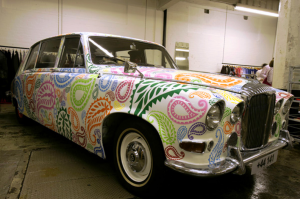 A Paisley-covered Daimler in a Glasgow Comme des Garcons store