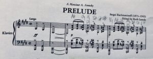 The first four bars of Rachmaninoff's Prelude in C Sharp Minor