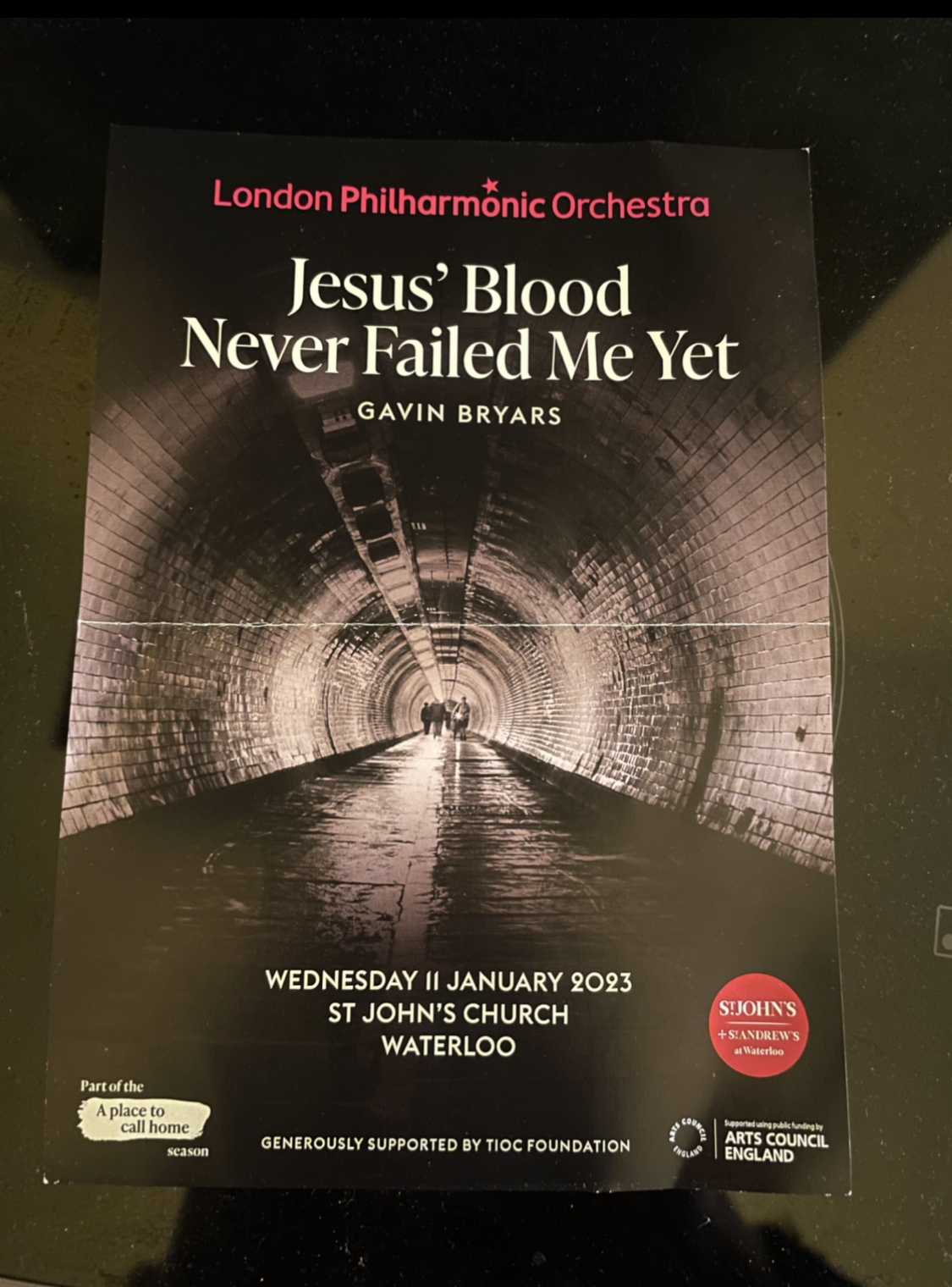 A flyer for a performance of Jesus' Blood Never Failed Me Yet by Gavin Bryars